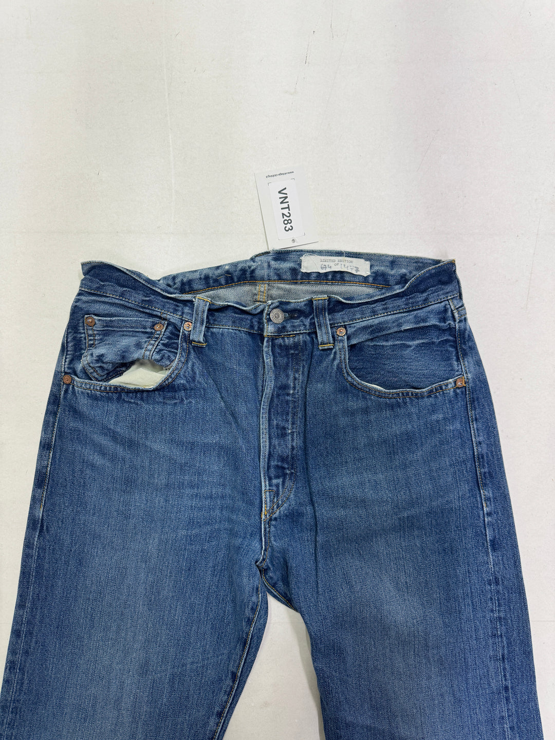 Levi's 501 Big E riveted selvedge W34 L34 leather patch lvc cimosa