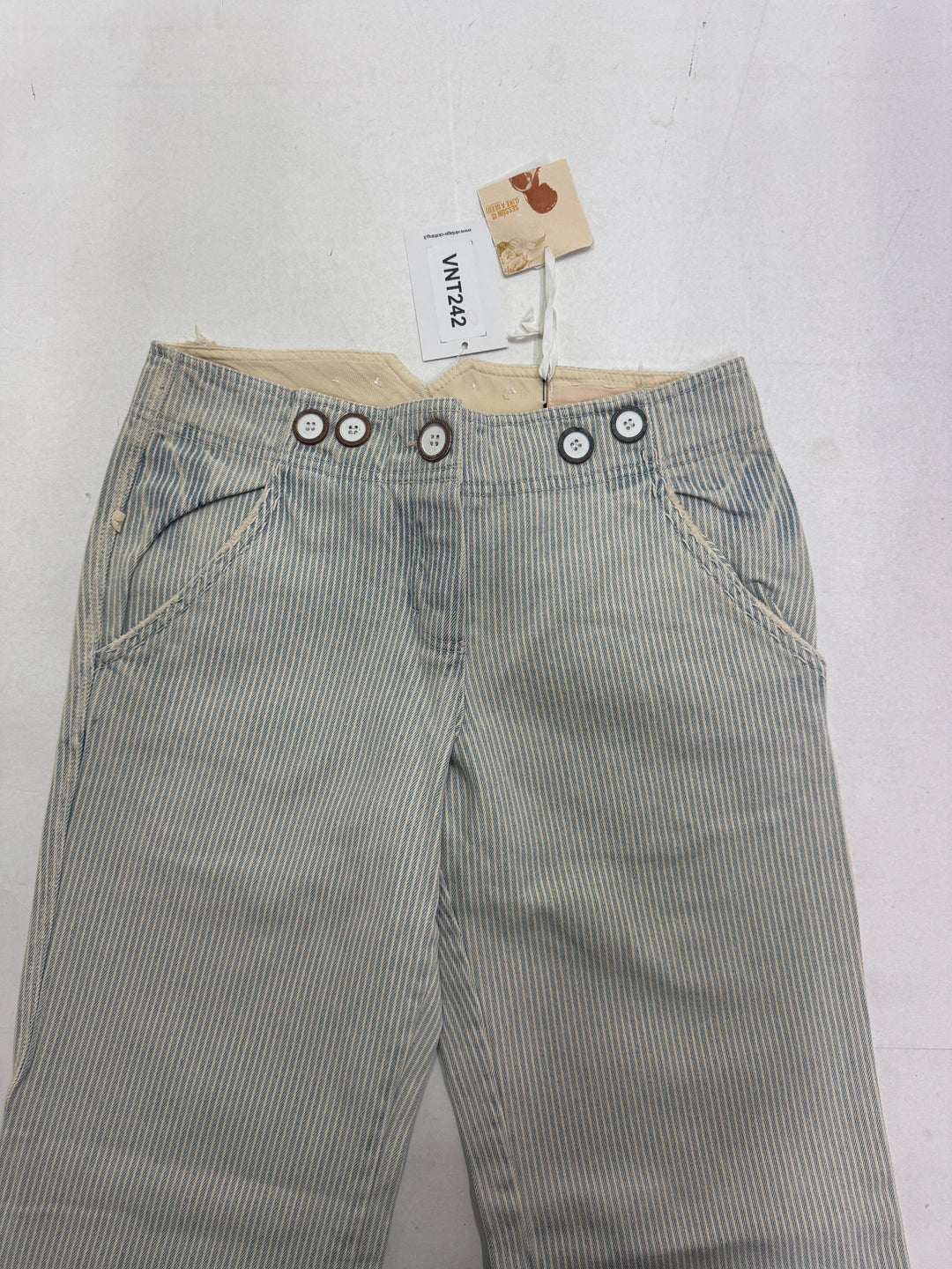 Sessun Waterfront Taglia 38 Jeans a righe Martingala nuovo deadstock