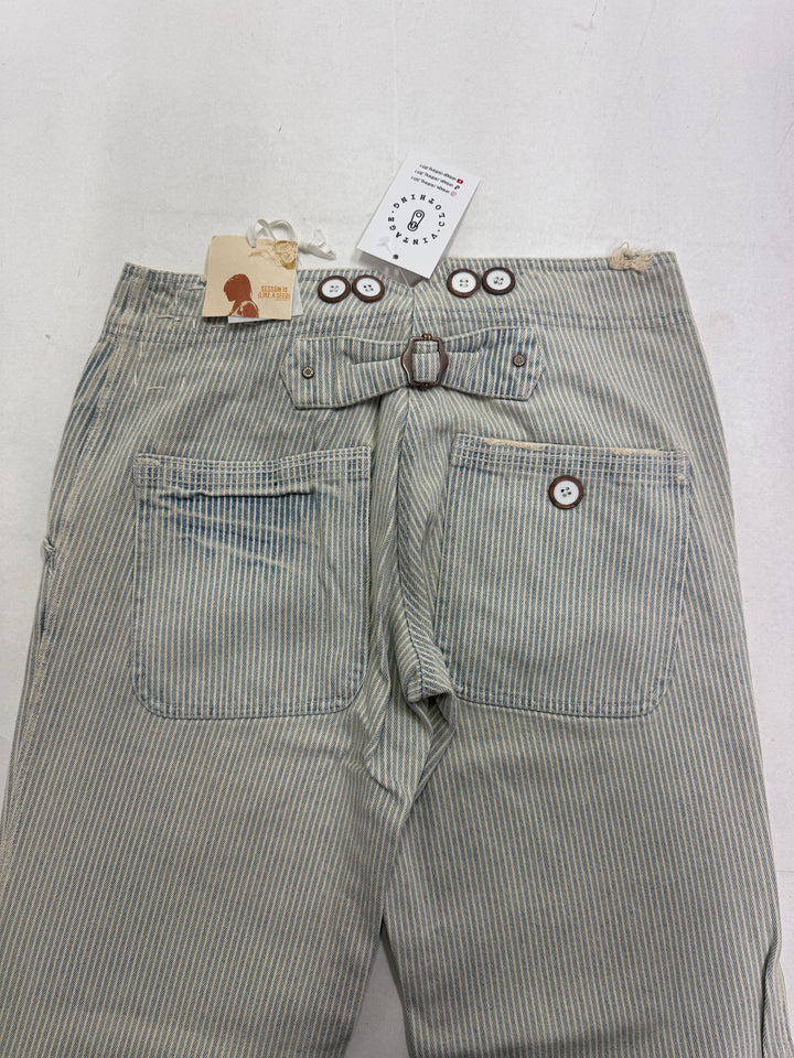 Sessun Waterfront Taglia 38 Jeans a righe Martingala nuovo deadstock