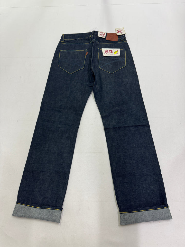 Pace Limited Edition W32 L34 cimosa e rivetti jeans nuovo Deadstock red line selvedge