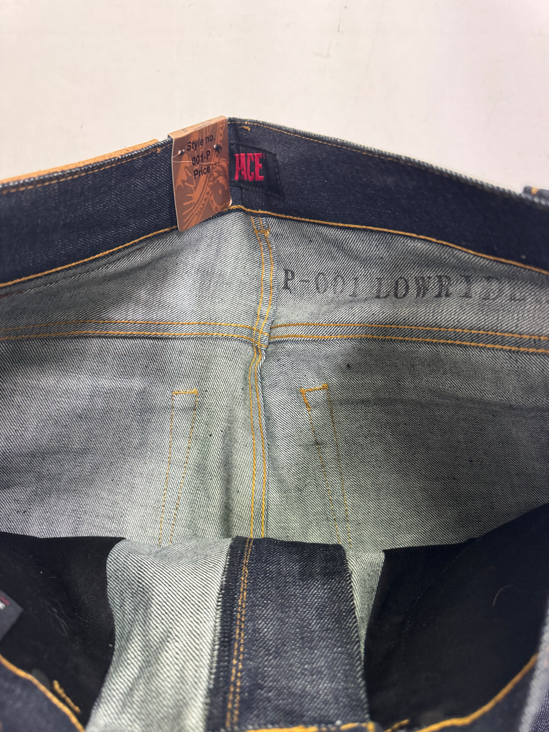 Pace Lowride W32 L32 cimosa jeans nuovo Deadstock red line selvedge