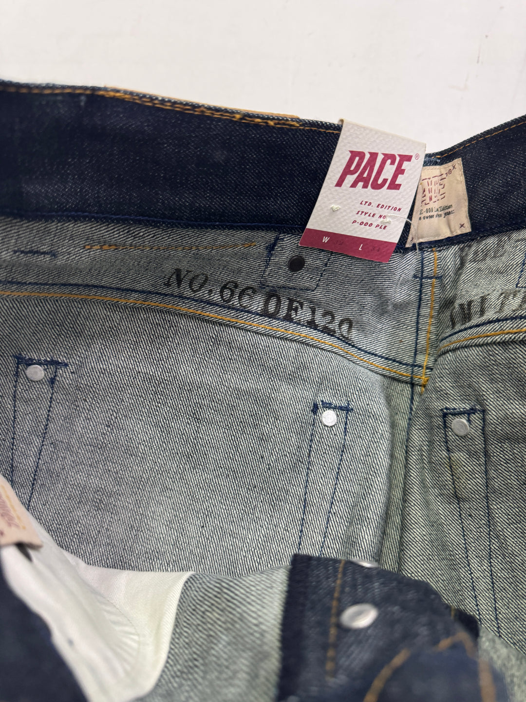 Pace limited Edition W32 L34 cimosa jeans nuovo Deadstock red line selvedge