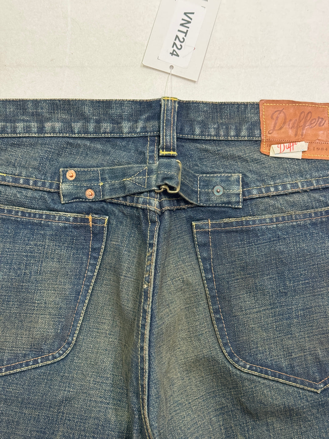 Duffer W32 cimosa, martingala e rivetti jeans nuovo Deadstock red line selvedge