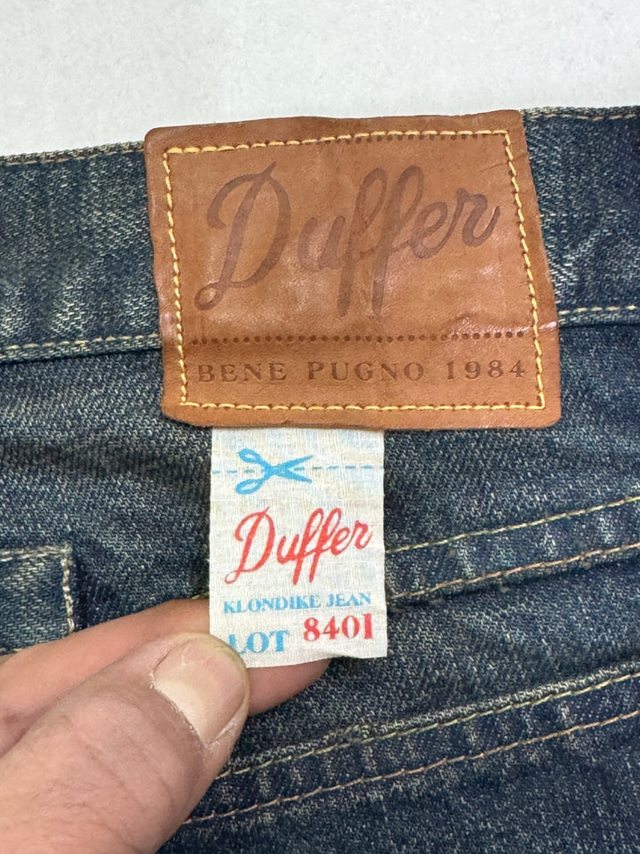 Duffer W32 cimosa, martingala e rivetti jeans nuovo Deadstock red line selvedge