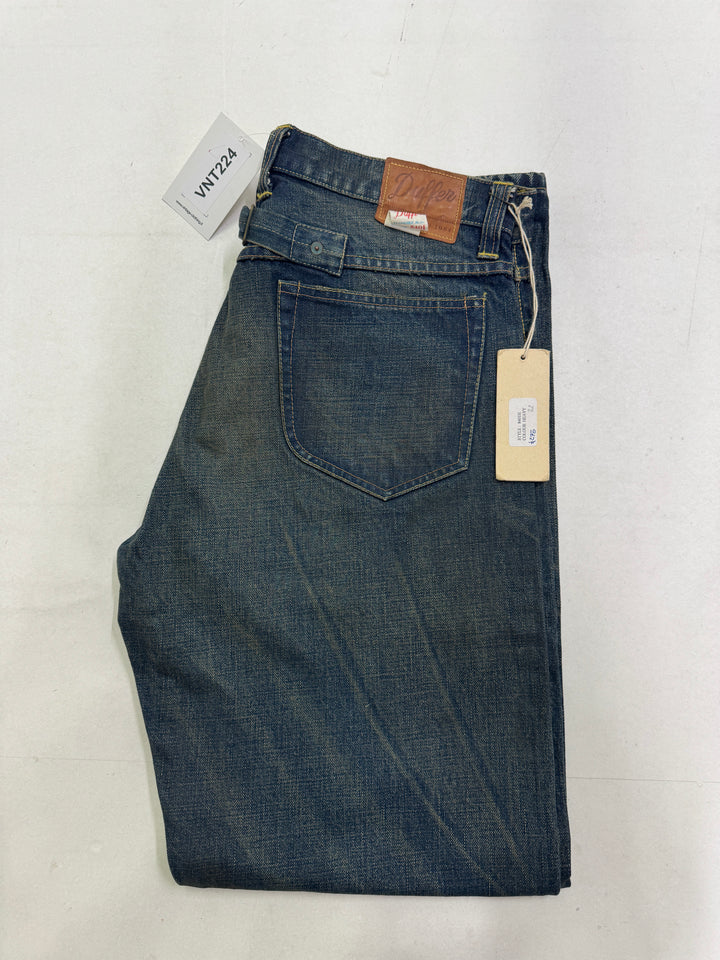 Duffer W32 cimosa, martingala e rivetti jeans nuovo Deadstock red line selvedge