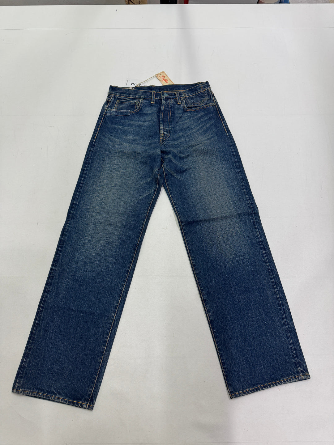 Duffer W30 cimosa e rivetti jeans nuovo Deadstock red line selvedge