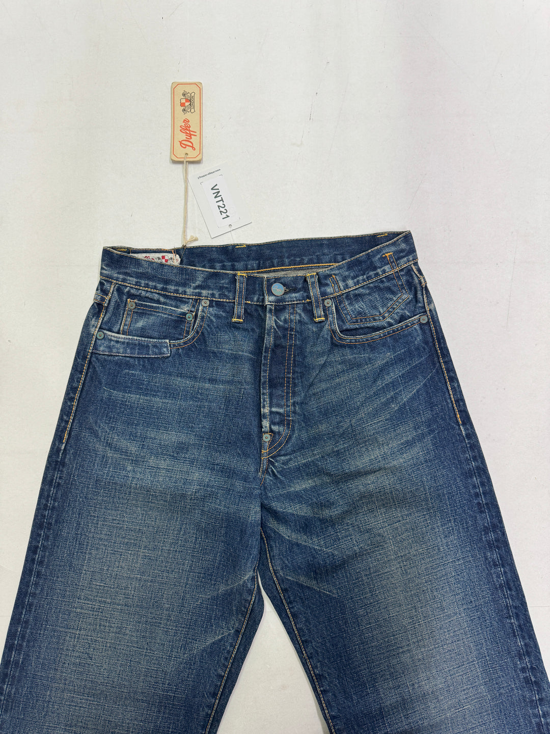 Duffer W30 cimosa e rivetti jeans nuovo Deadstock red line selvedge