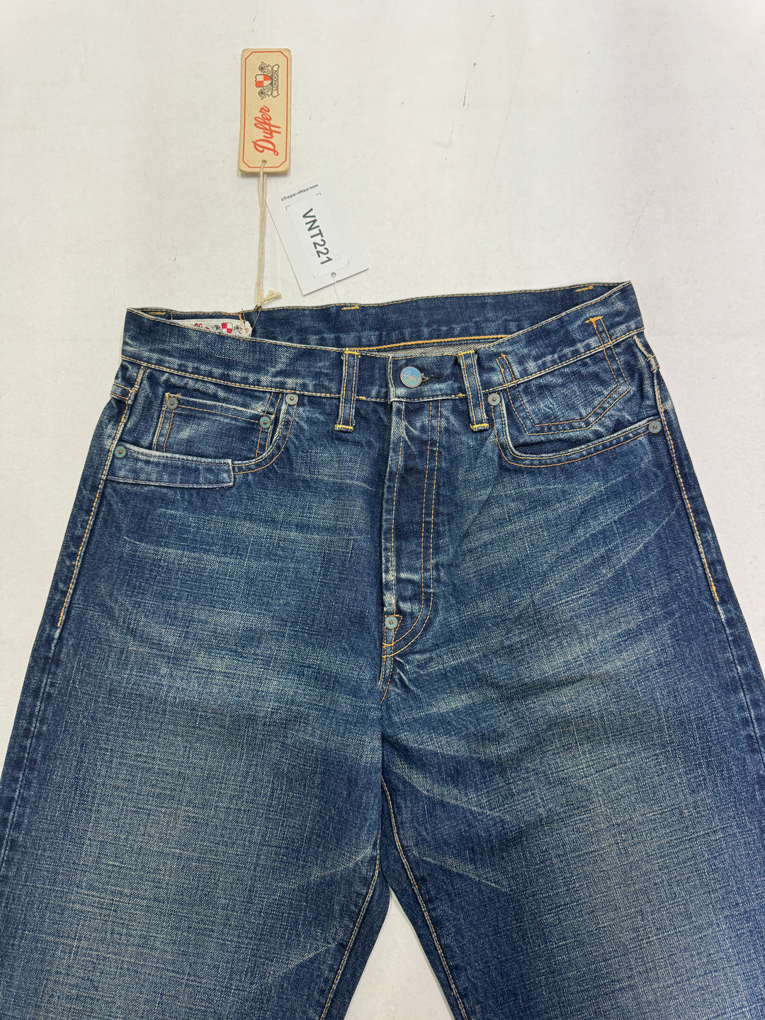 Duffer W30 cimosa e rivetti jeans nuovo Deadstock red line selvedge