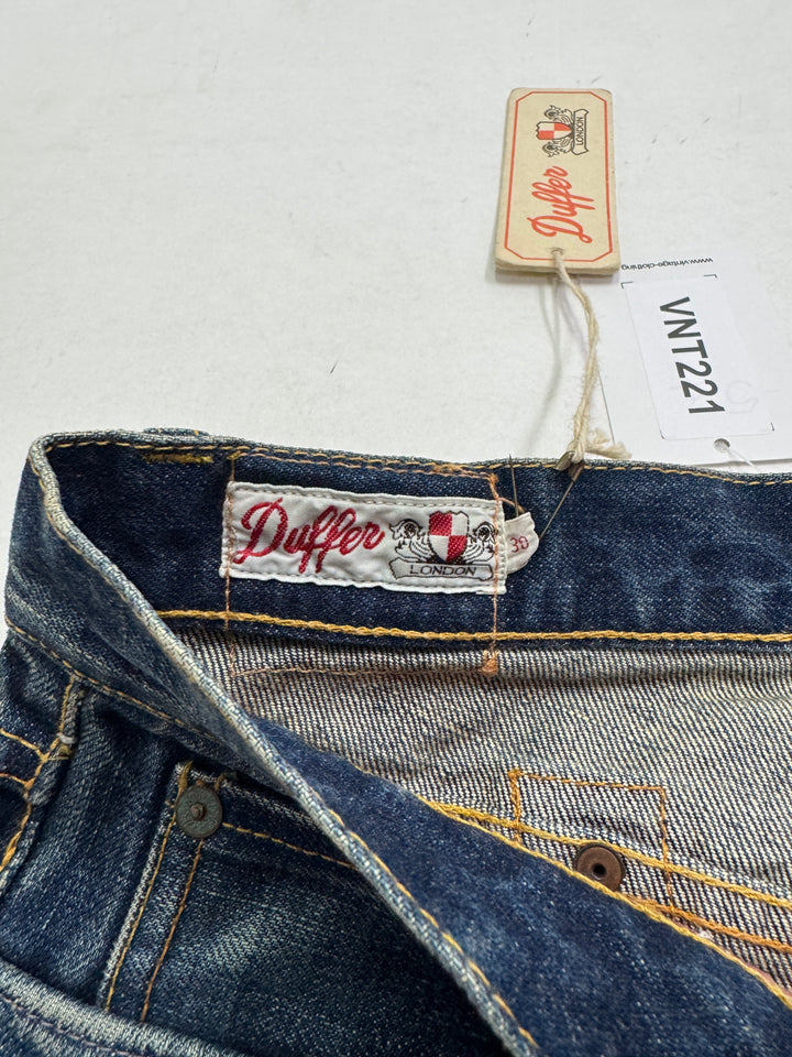 Duffer W30 cimosa e rivetti jeans nuovo Deadstock red line selvedge