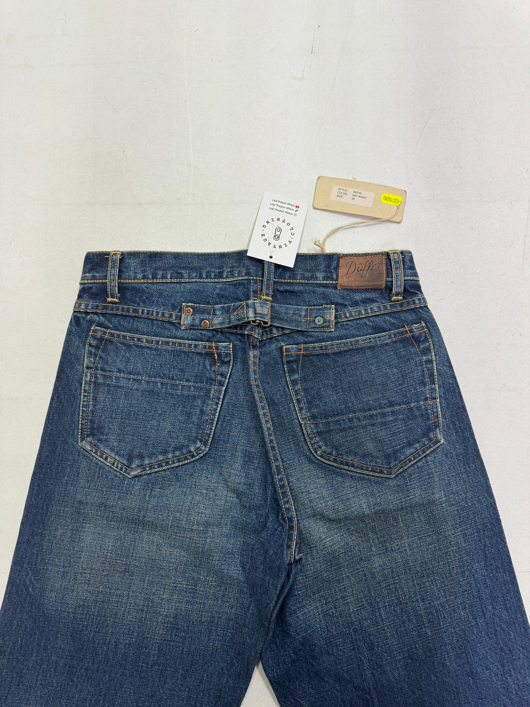 Duffer W30 cimosa e rivetti jeans nuovo Deadstock red line selvedge