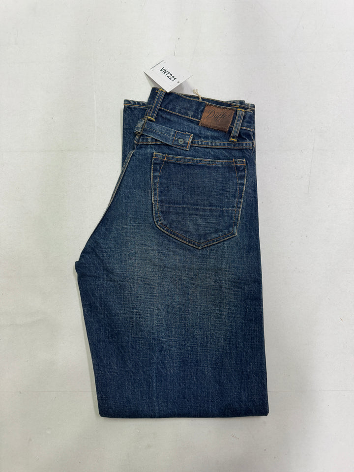 Duffer W30 cimosa e rivetti jeans nuovo Deadstock red line selvedge