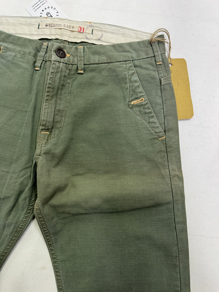 Scarti-Lab 118 W31 jeans chino pants verde militare nuovo con cartellino Deadstock