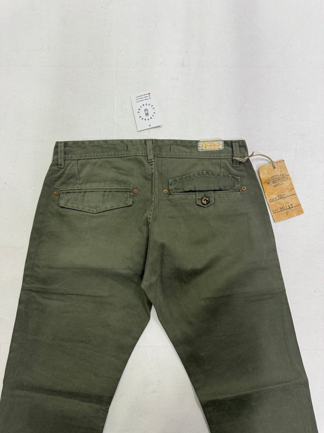 Scarti-Lab 120 W32 chino pants verde nuovo con cartellino Deadstock