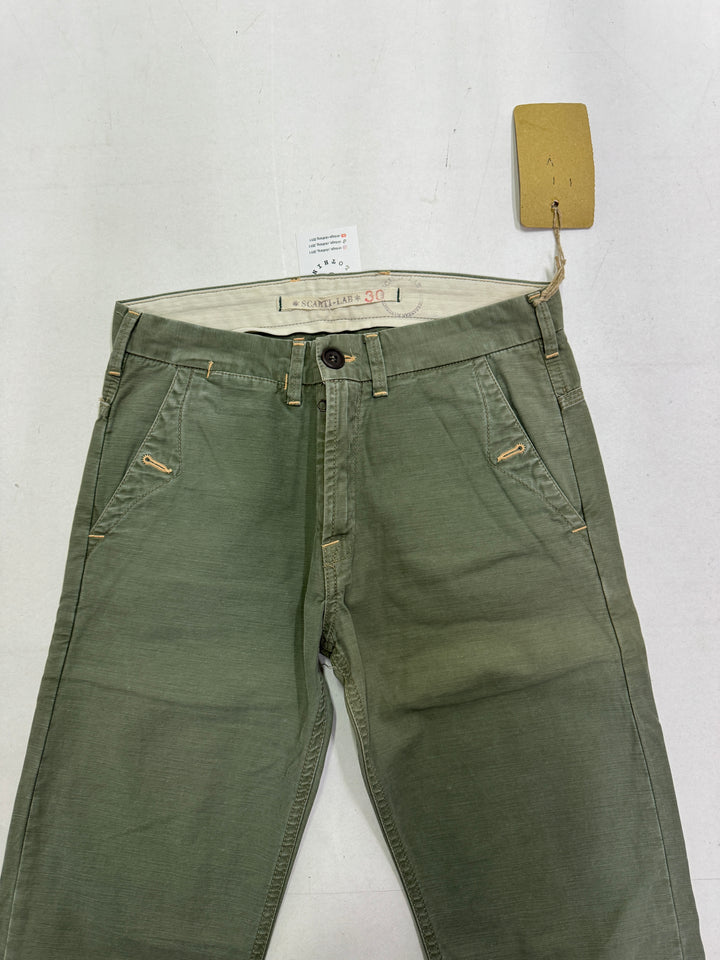 Scarti-Lab 118 W30 chino pants verde nuovo con cartellino Deadstock