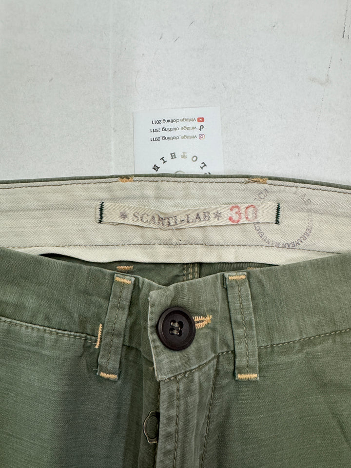 Scarti-Lab 118 W30 chino pants verde nuovo con cartellino Deadstock