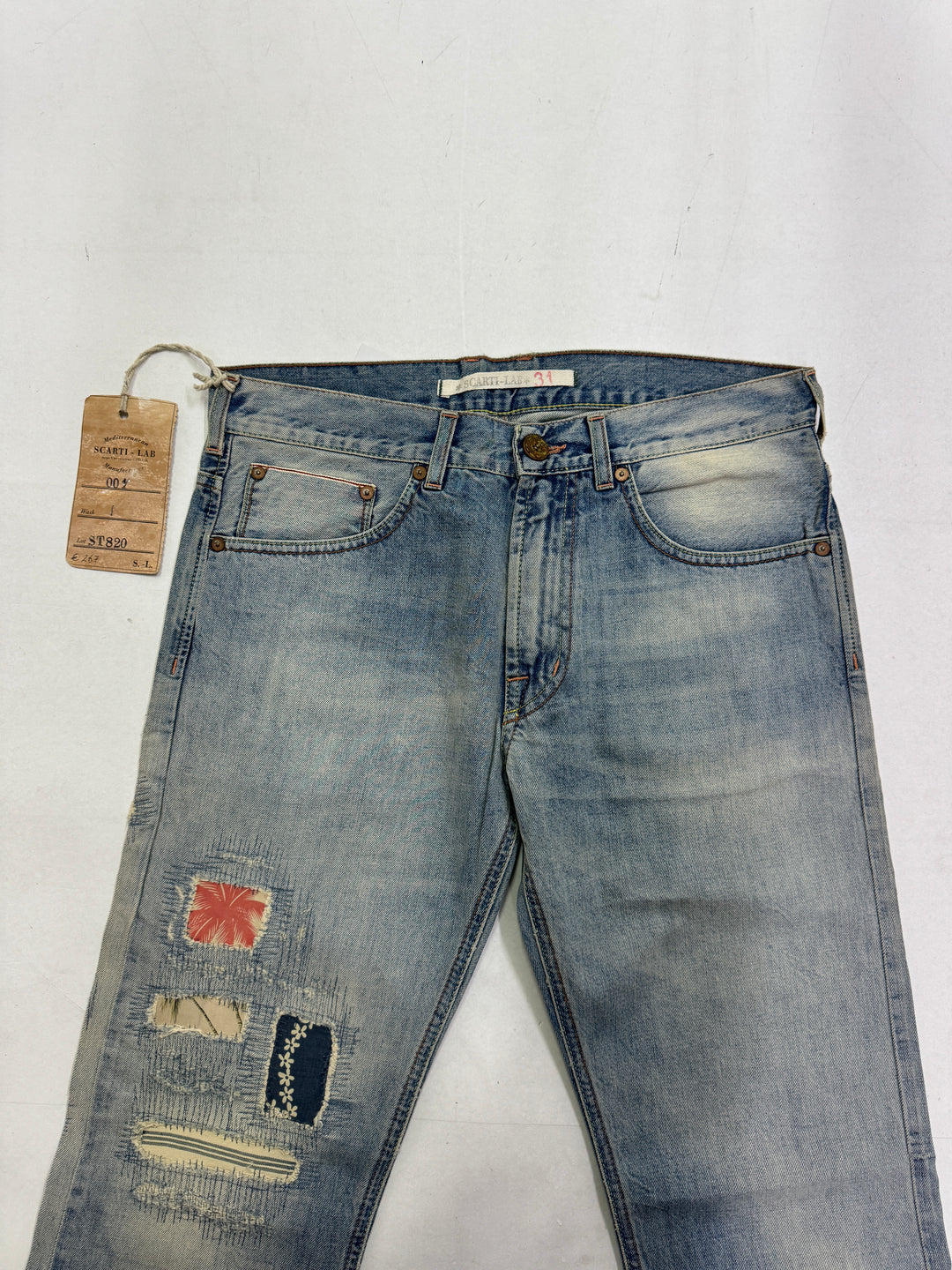 Scarti-Lab 001 W31 cimosa red line jeans nuovo con cartellino Deadstock