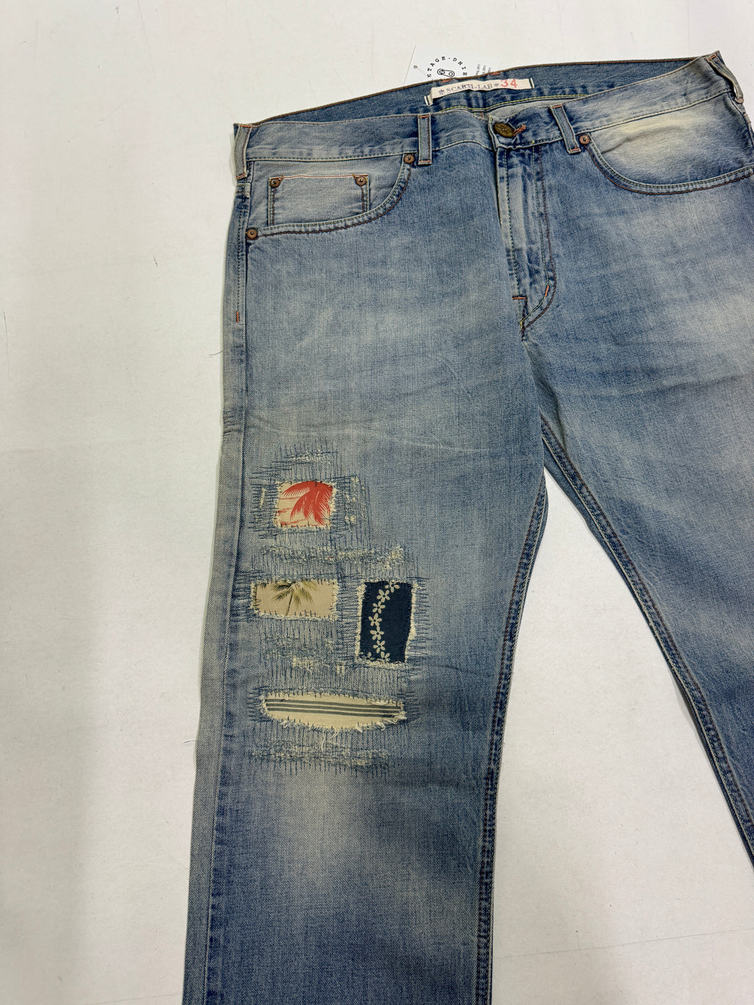 Scarti-Lab 001 W34 cimosa red line jeans nuovo con cartellino Deadstock