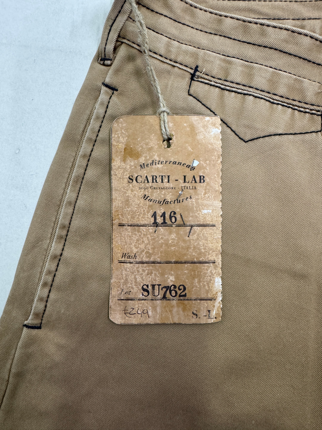 Scarti-Lab 116 W32 chino pant jeans nuovo con cartellino Deadstock