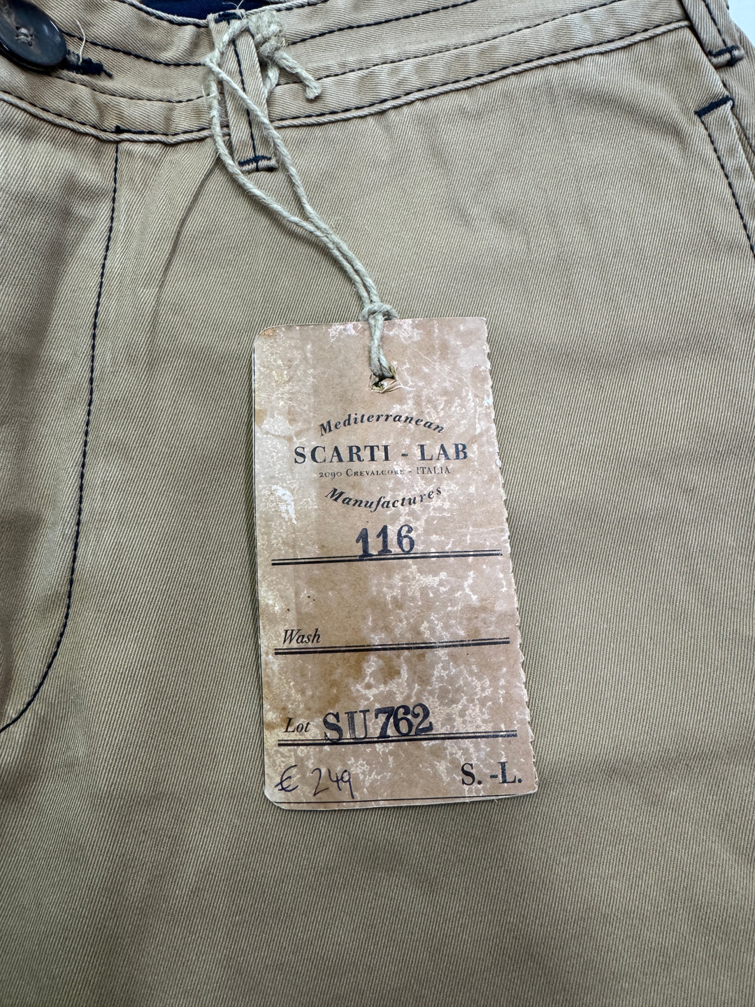 Scarti-Lab 116 W32 chino pant nuovo con cartellino Deadstock