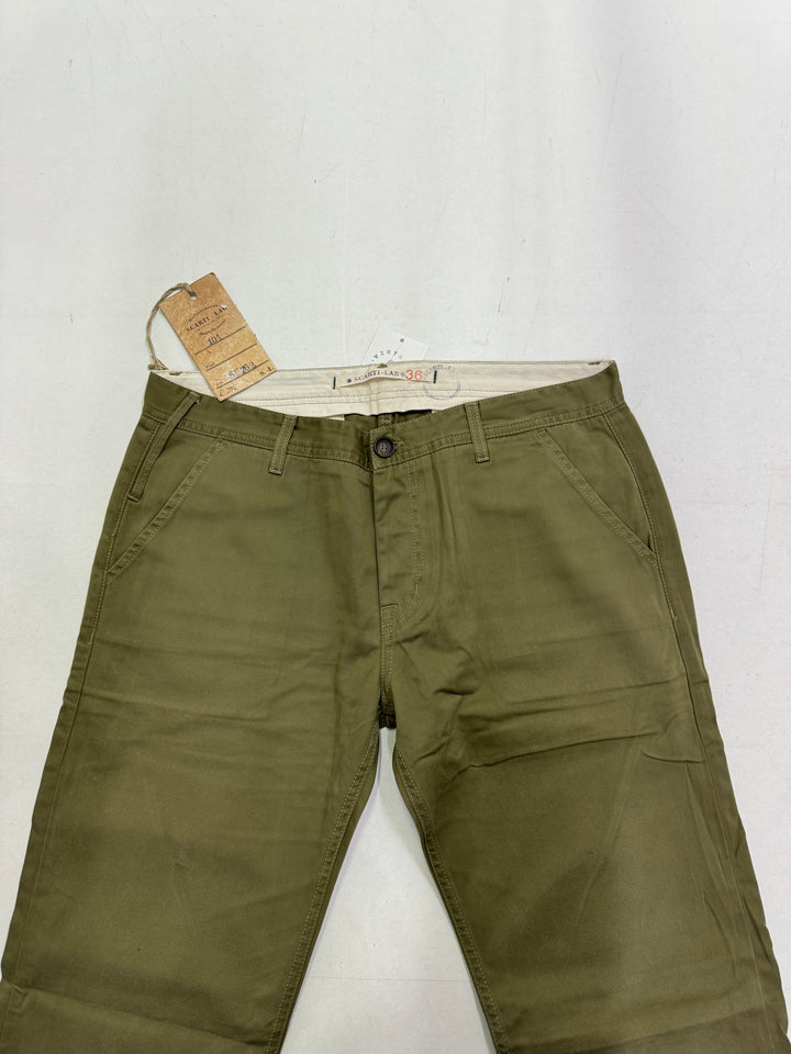 Scarti-Lab 101 chino pant W36 verde militare nuovo con cartellino Deadstock