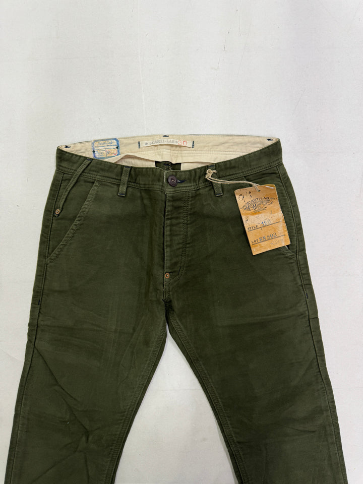 Scarti-Lab 120 W30 chino pants Verde nuovo con cartellino Deadstock