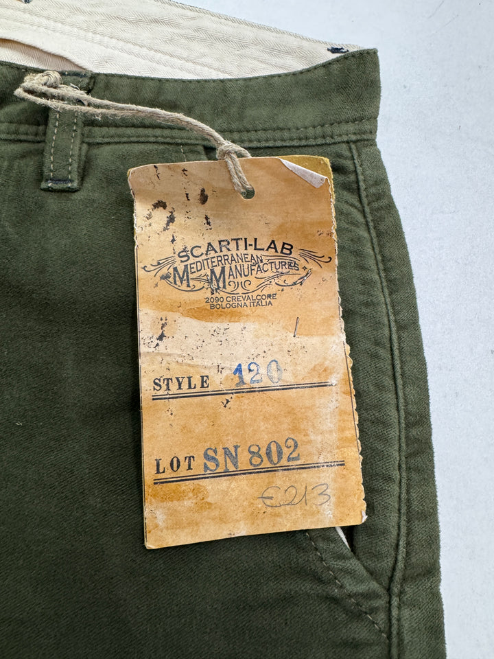 Scarti-Lab 120 W30 chino pants Verde nuovo con cartellino Deadstock