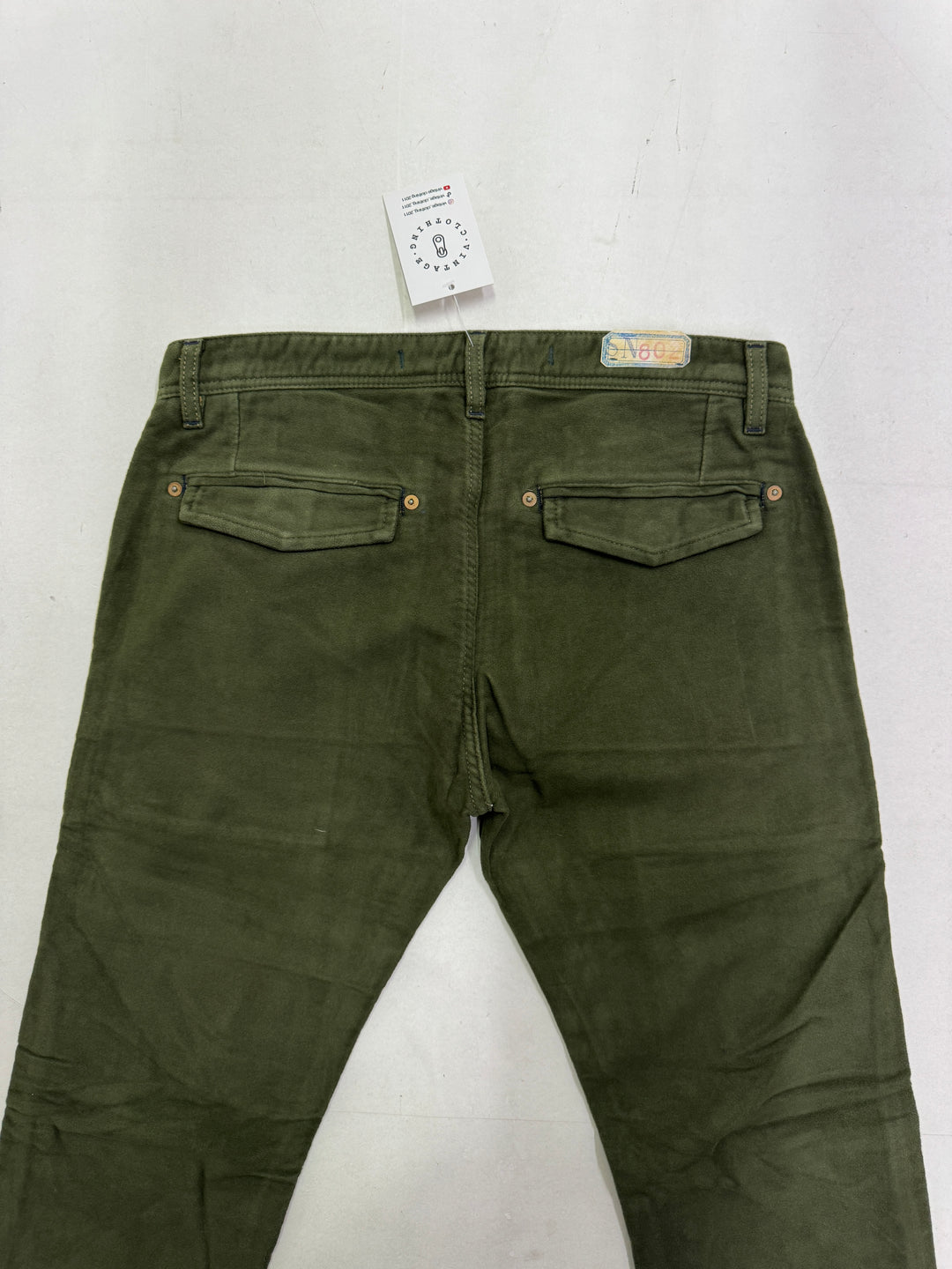 Scarti-Lab 120 W30 chino pants Verde nuovo con cartellino Deadstock