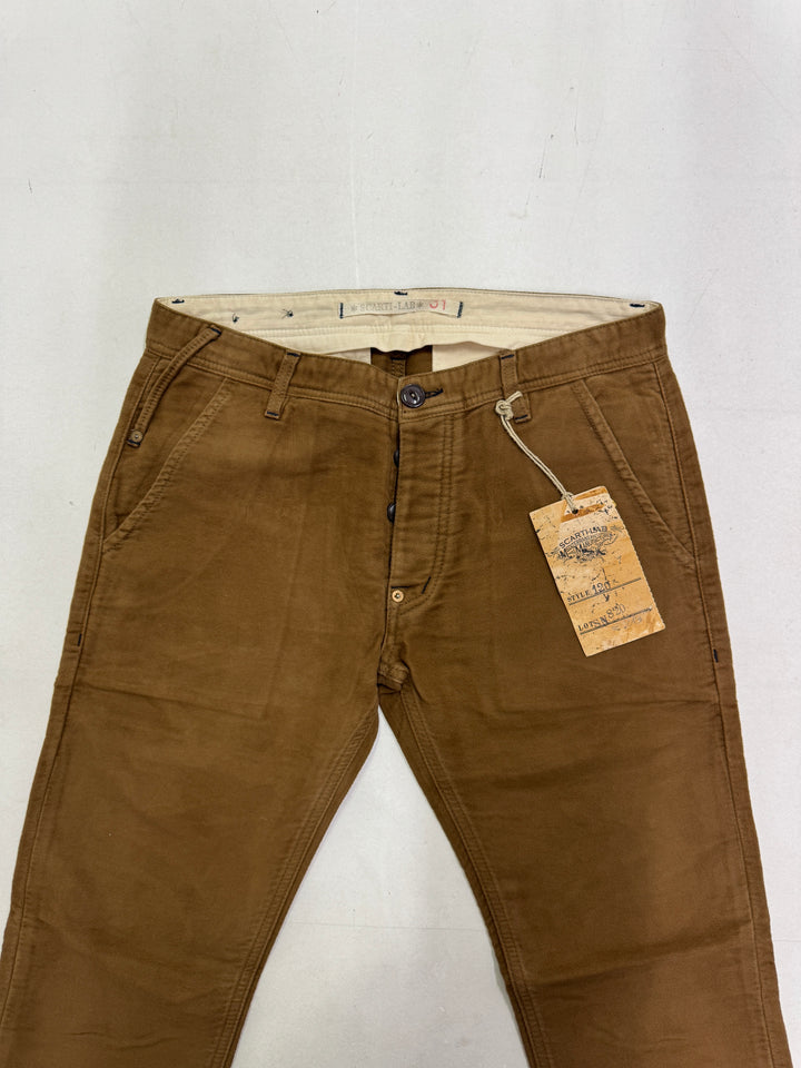 Scarti-Lab 120 W31 chino pants Marrone nuovo con cartellino Deadstock