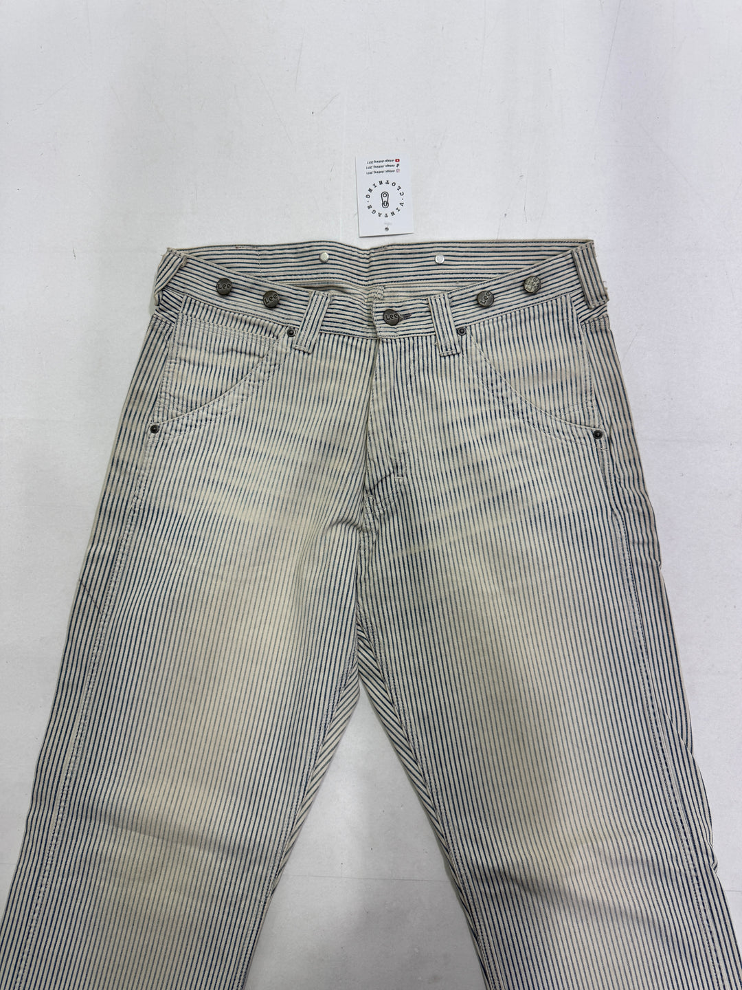 Lee Union Alls Carpenter Rigato jeans cargo nuovo deadstock