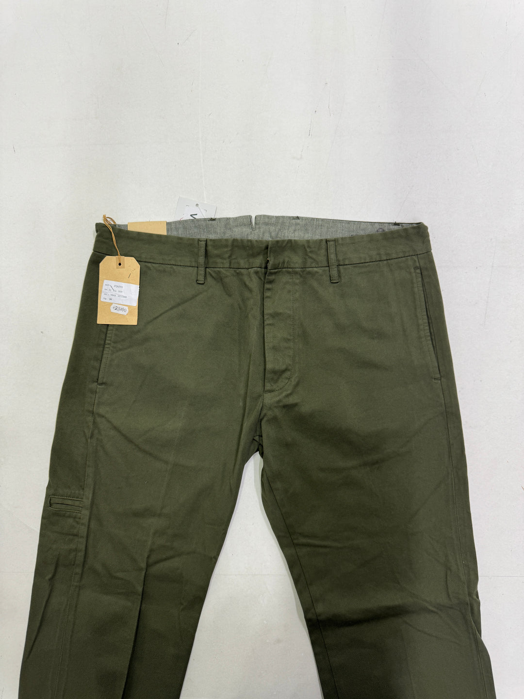 Fortela mod. Piatto cimosa W34 chino pants verde nuovo con cartellino Deadstock