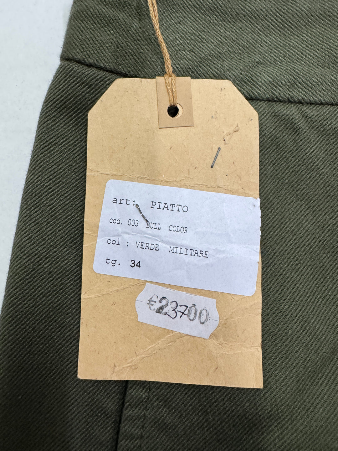 Fortela mod. Piatto cimosa W34 chino pants verde nuovo con cartellino Deadstock