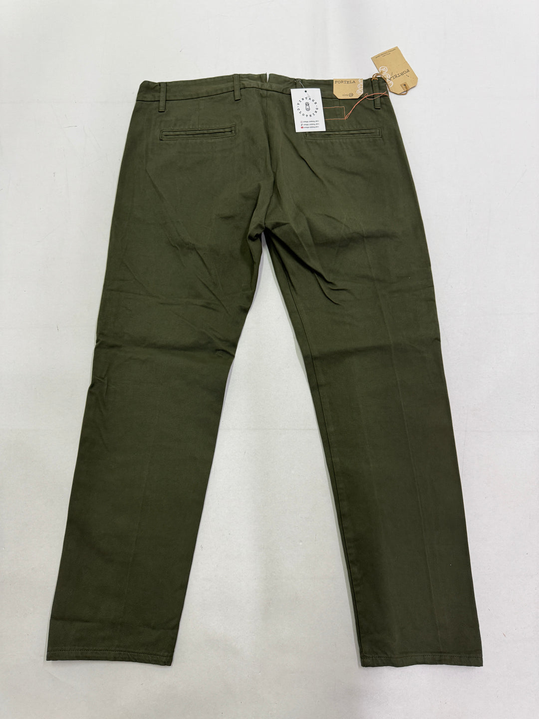 Fortela mod. Piatto cimosa W34 chino pants verde nuovo con cartellino Deadstock