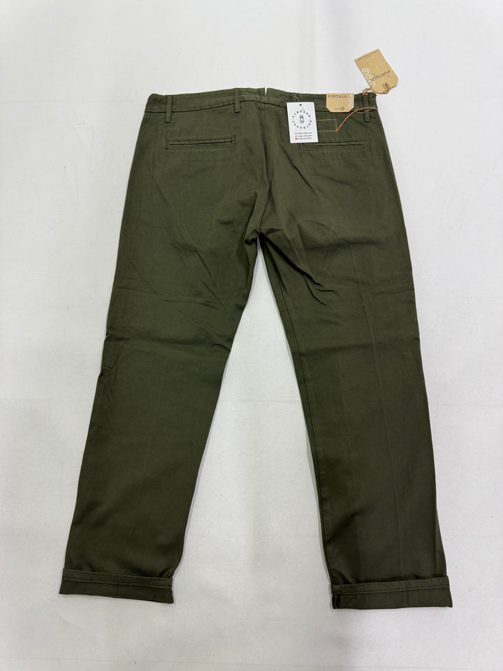 Fortela mod. Piatto cimosa W34 chino pants verde nuovo con cartellino Deadstock