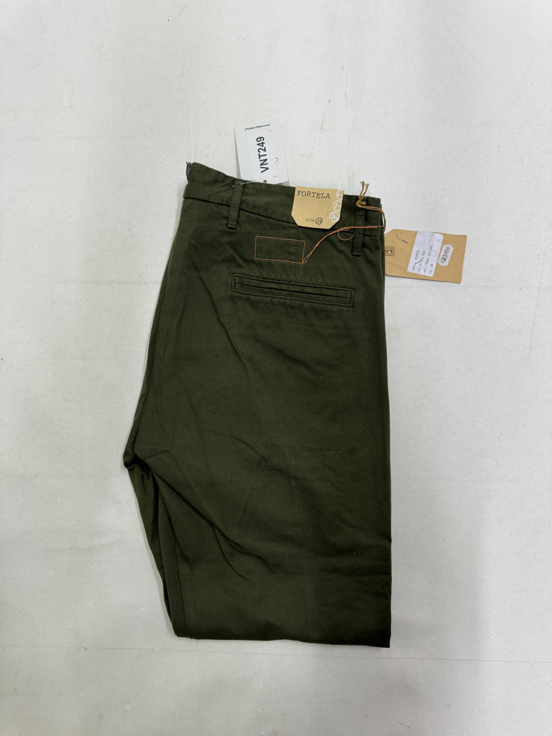 Fortela mod. Piatto cimosa W34 chino pants verde nuovo con cartellino Deadstock