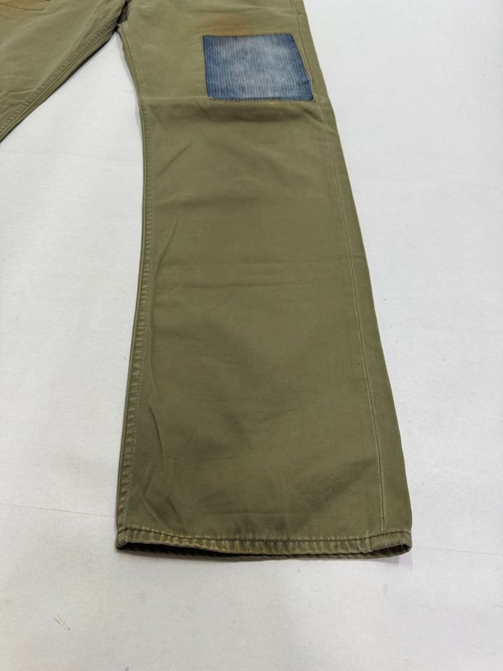 Scarti-Lab 101 W38 jeans chino pants verde patch nuovo con cartellino Deadstock