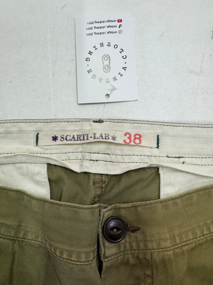 Scarti-Lab 101 W38 jeans chino pants verde patch nuovo con cartellino Deadstock