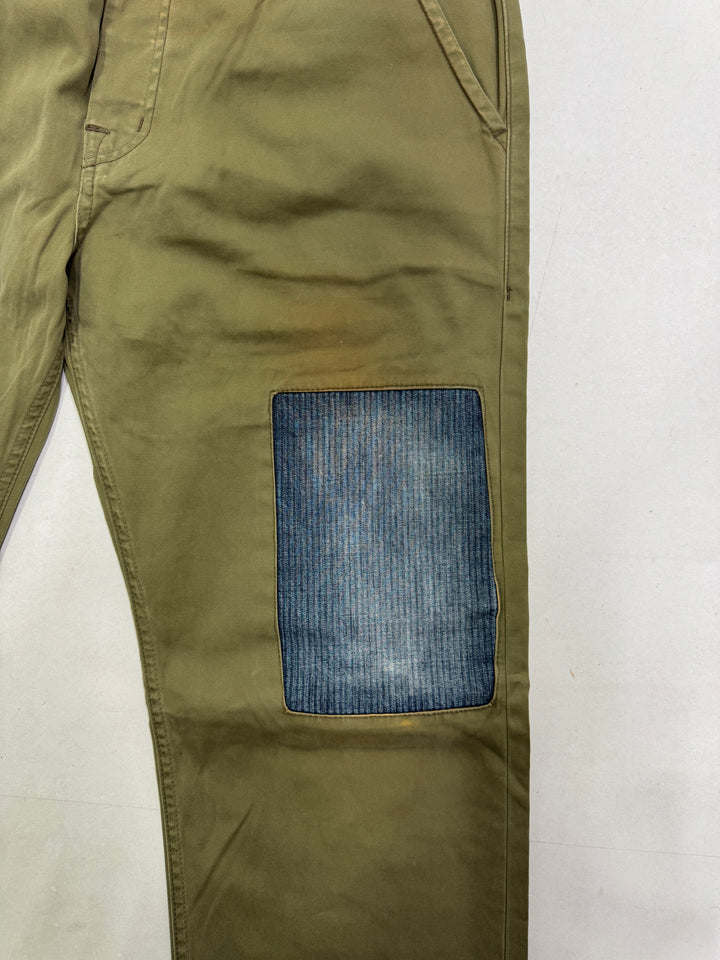 Scarti-Lab 101 W38 jeans chino pants verde patch nuovo con cartellino Deadstock