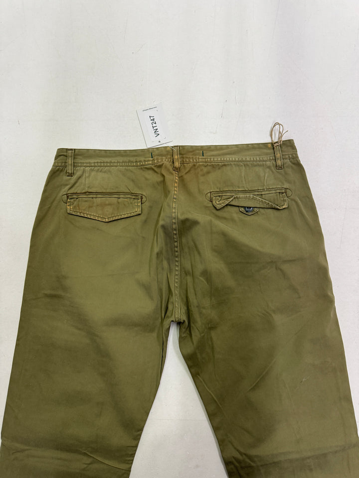 Scarti-Lab 101 W38 jeans chino pants verde patch nuovo con cartellino Deadstock