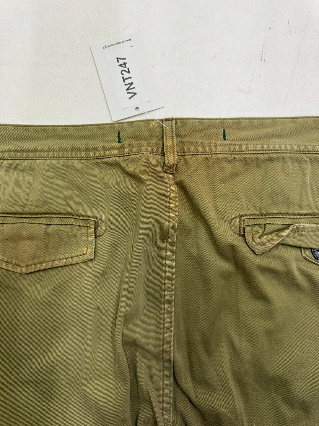 Scarti-Lab 101 W38 jeans chino pants verde patch nuovo con cartellino Deadstock