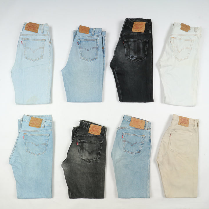 Levi's 501 made in USA, Grado C, stock da 29pz denim, nero e colorati