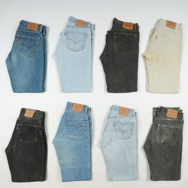 Levi's 501 made in USA, Grado C, stock da 28pz denim, nero e colorati