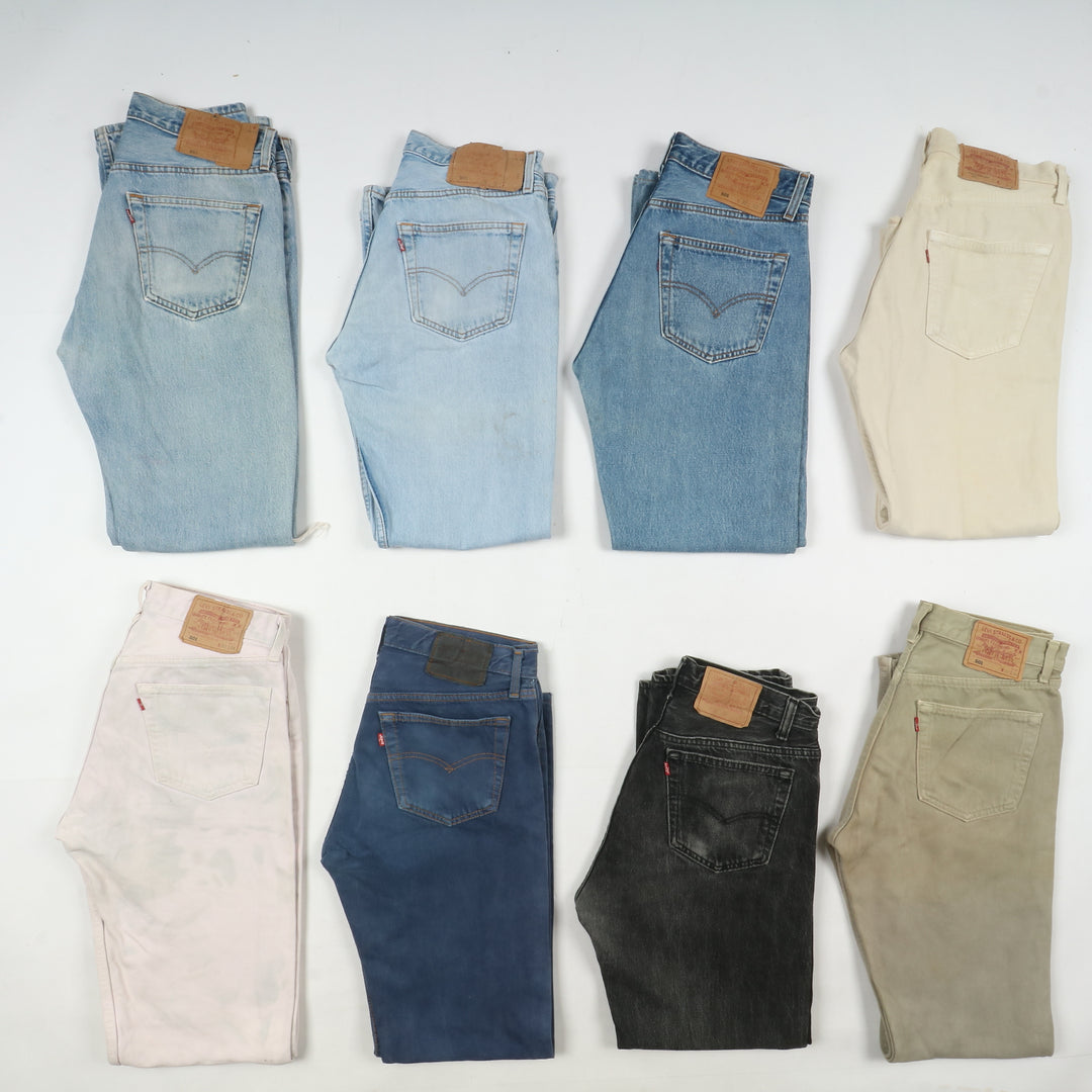 Levi's 501 made in USA, Grado C, stock da 28pz denim, nero e colorati