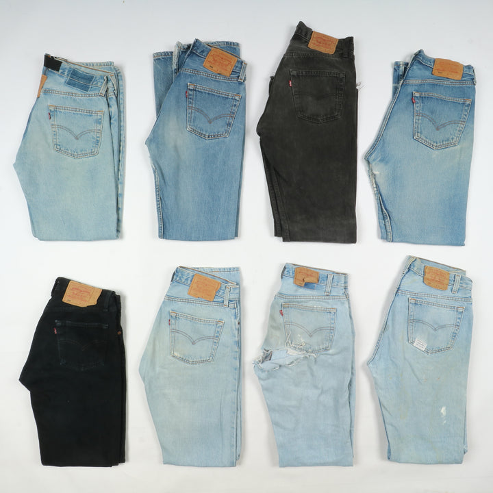 Levi's 501 made in USA, Grado C, stock da 33pz denim, nero e colorati