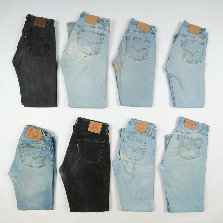 Levi's 501 made in USA, Grado C, stock da 33pz denim, nero e colorati