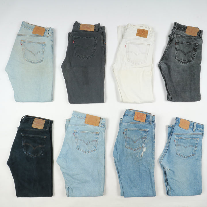 Levi's 501 made in USA, Grado C, stock da 33pz denim, nero e colorati