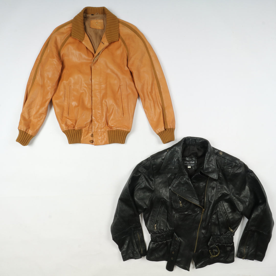 Box mix abbigliamento vintage in pelle Uomo e Donna 16 pz stock leather