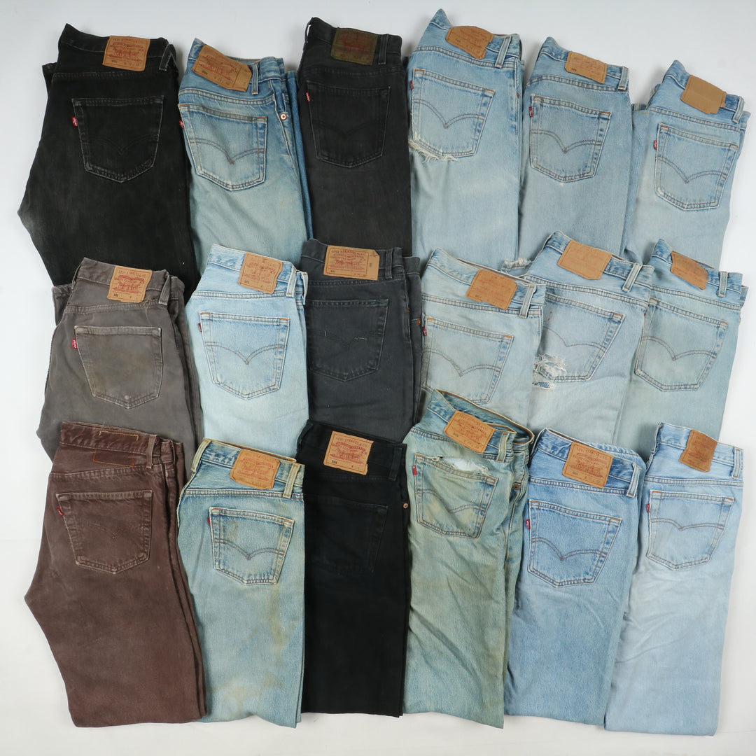 Levi's 501 made in USA, Grado C, stock da 33pz denim, nero e colorati