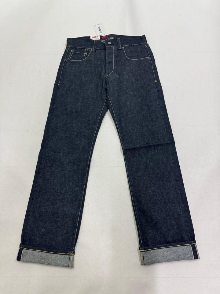 Pace Limited Edition W32 L34 cimosa e rivetti jeans nuovo Deadstock red line selvedge