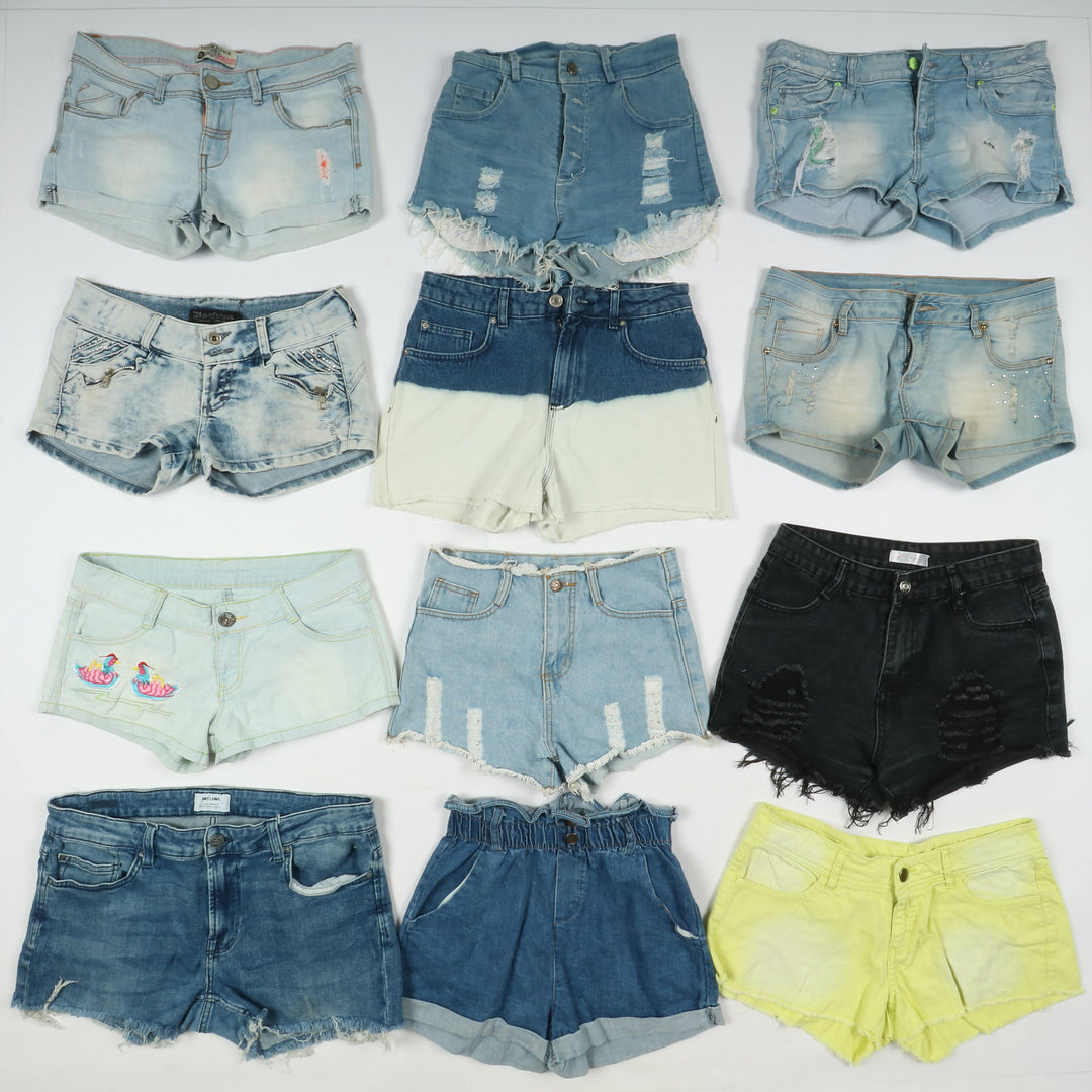 Short jeans donna mix brand box da 78pz vita alta, media e bassa