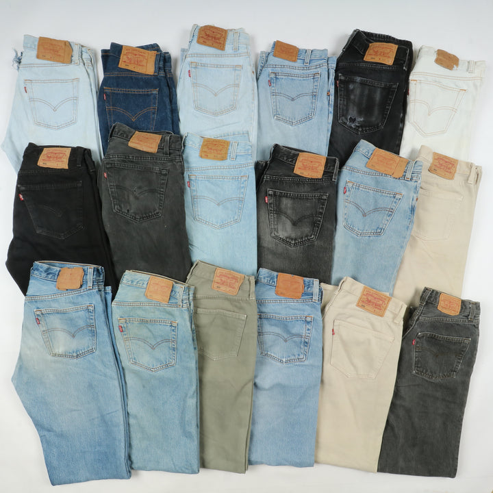 Levi's 501 made in USA, Grado C, stock da 29pz denim, nero e colorati